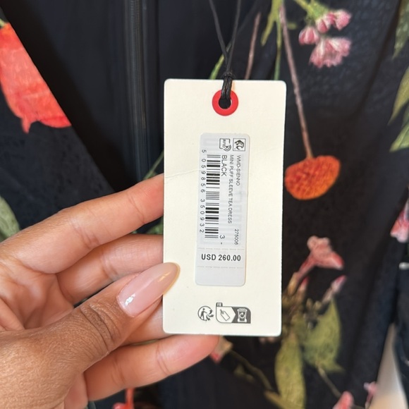 NWT Ted Baker Sienno Puff Sleeve Floral Jacquard Mini Tea Dress 3 / US 8 - Picture 9 of 13